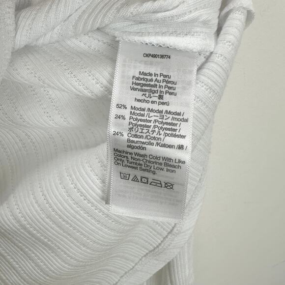 Madewell Pointelle Long Sleeve Scoopneck Tee Top White Stretch Knit Basics M NWT - Picture 11 of 13